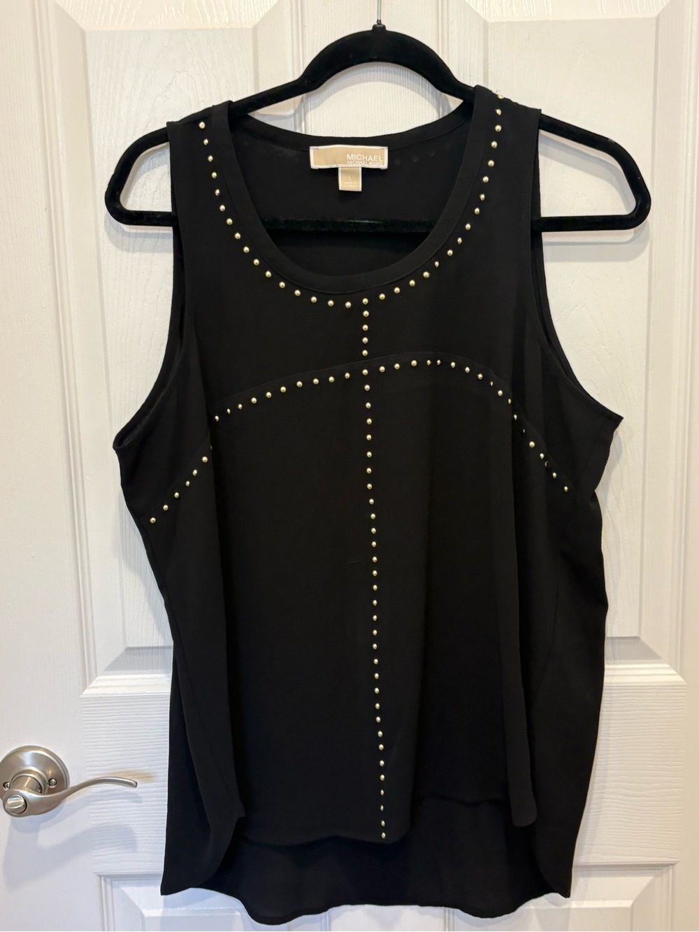 MICHAEL Michael Kors Black Sleeveless Stud-Accent Tank #1095